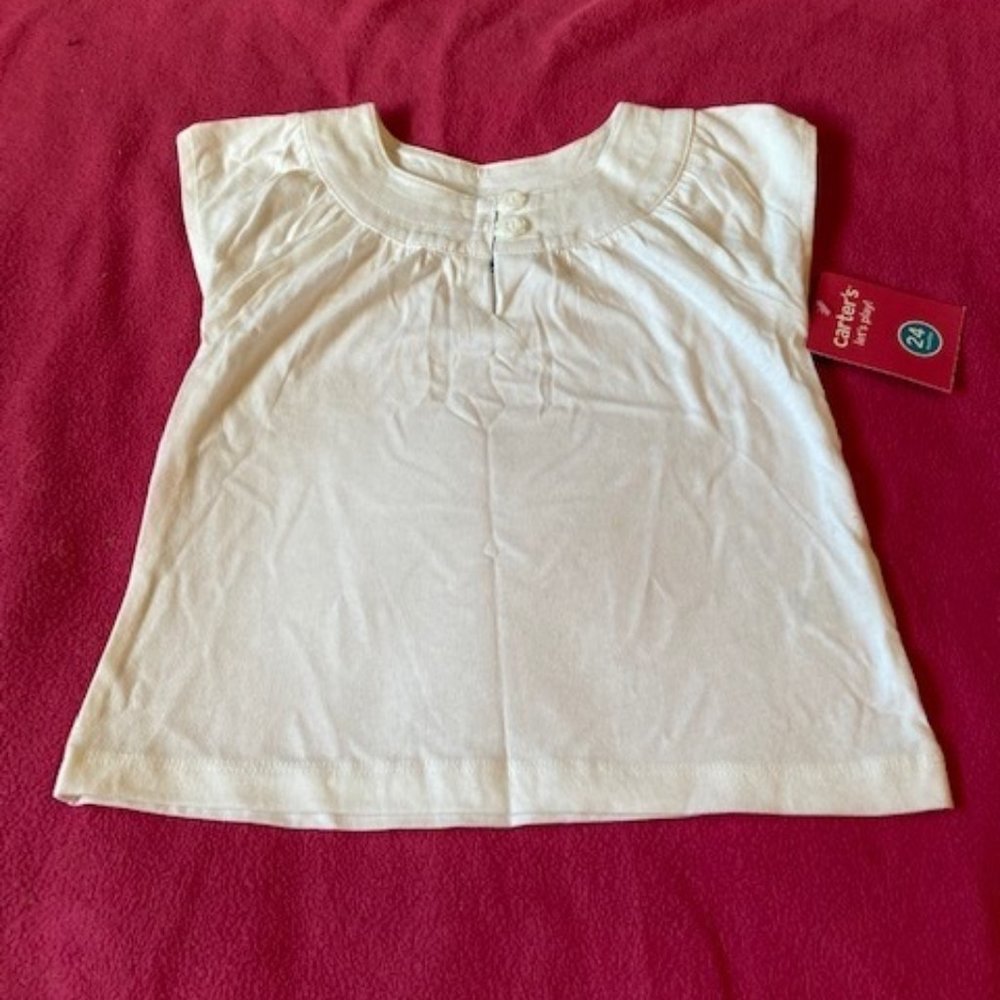 3/ $25 Carter's White Short-Sleeve Top Gils Size 24 MTHS NWT